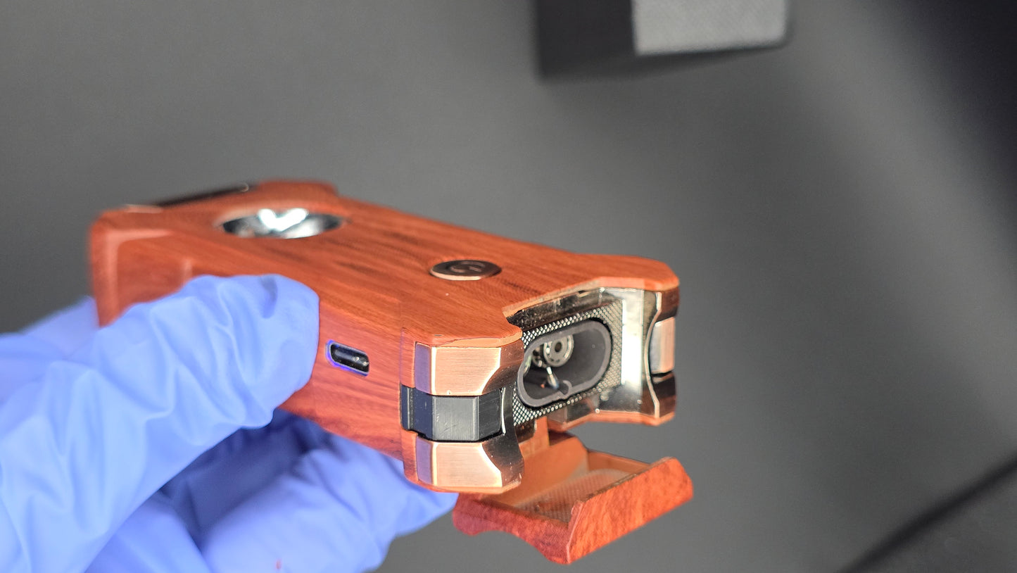 5-in-1 Torch Lighter | Dual Jet Flame | Refillable Butane | Cutter + Punch + Holder | Woodgrain Finish