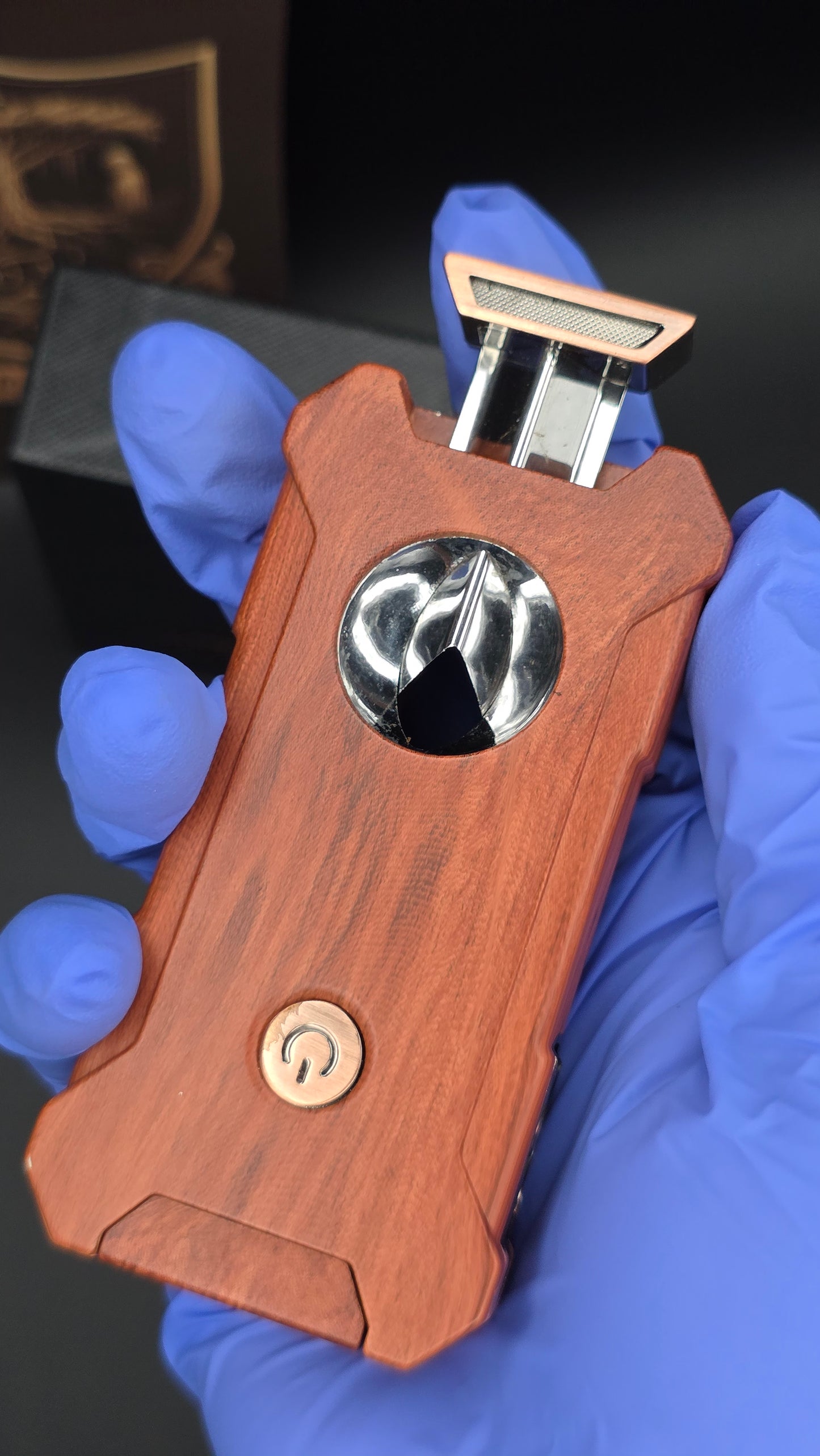 5-in-1 Torch Lighter | Dual Jet Flame | Refillable Butane | Cutter + Punch + Holder | Woodgrain Finish