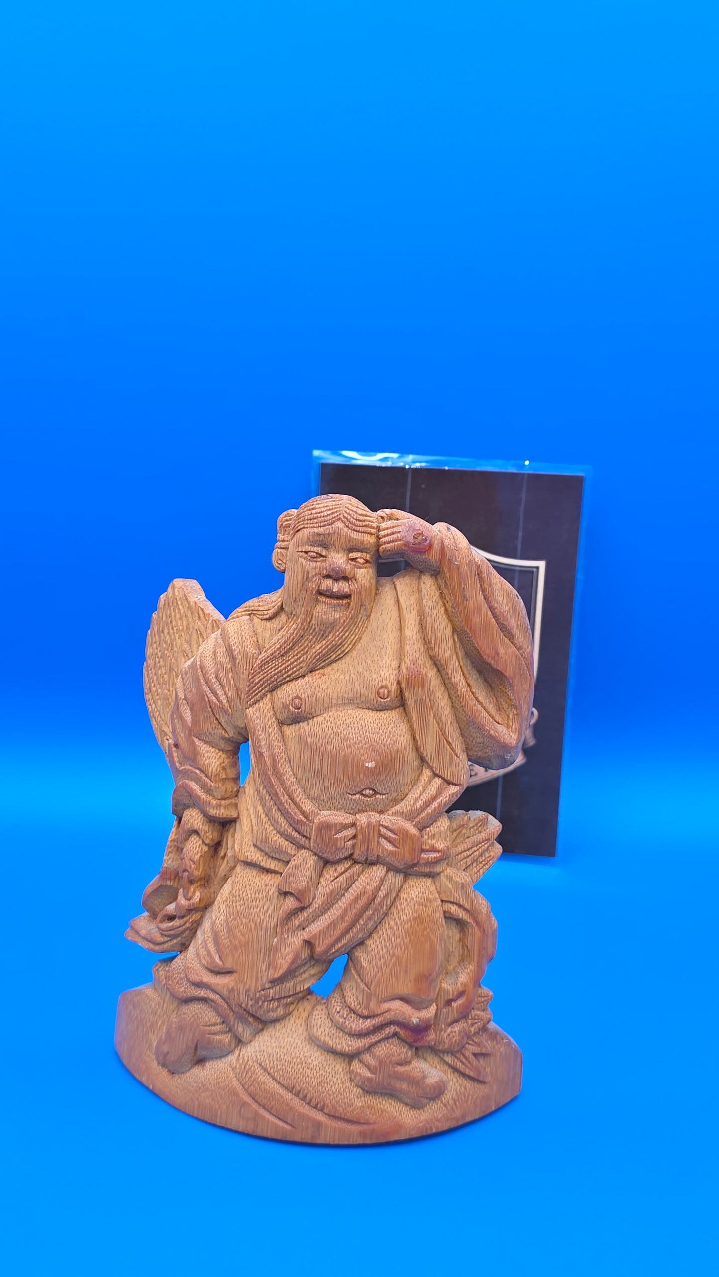 Set of 3 Hand-Carved Wooden Figurines - Intricate Asian Art Decor