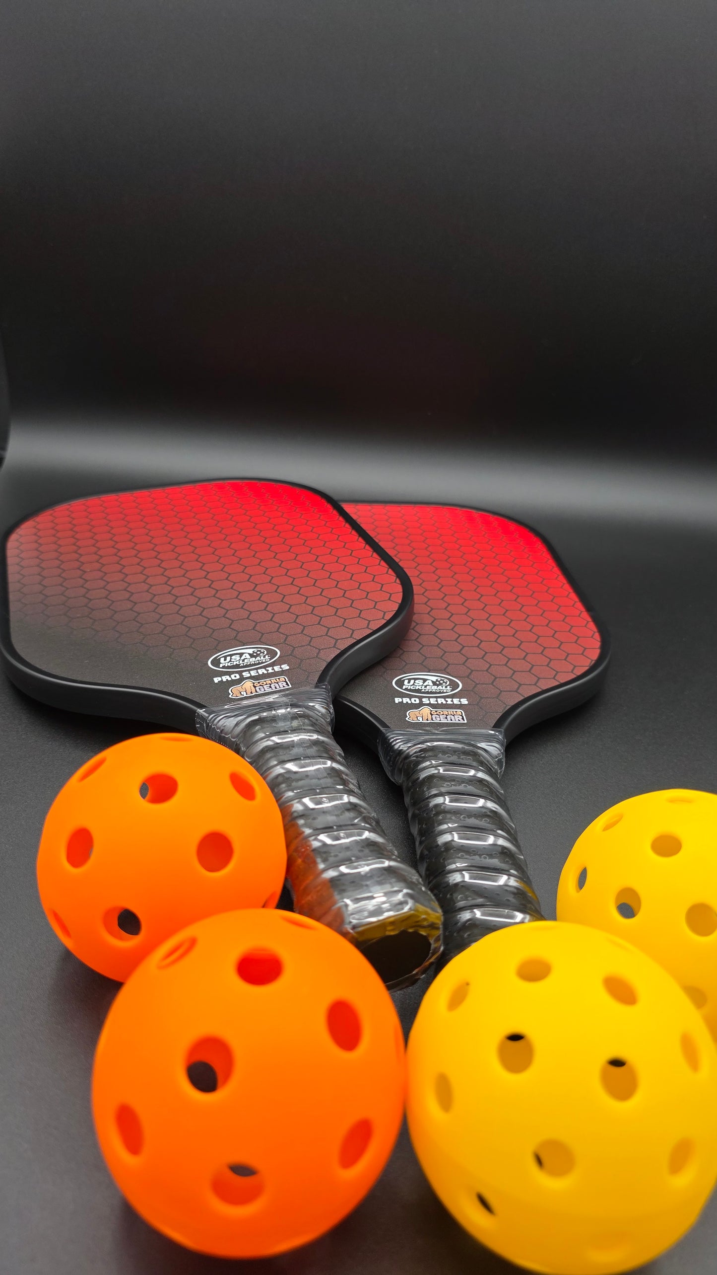Gorilla Gear USAPA Approved Pickleball Set – 2 Fiberglass Paddles, 4 Balls & Carry Bag | Pro Series