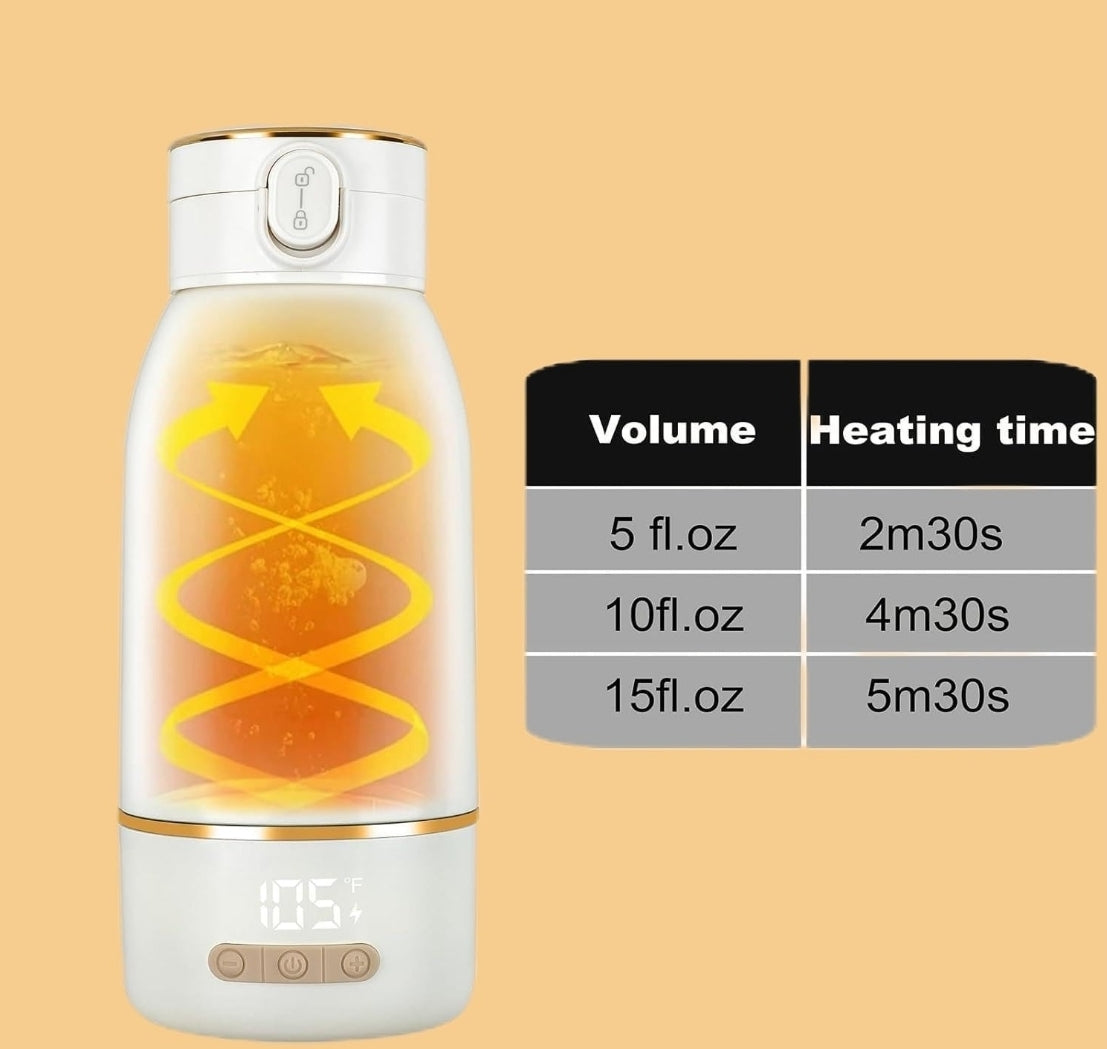 Cordless Portable Bottle Warmer | 17oz Travel Milk & Formula Heater