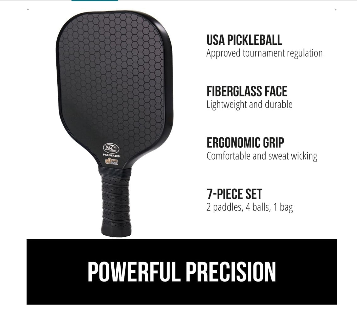 Gorilla Gear USAPA Approved Pickleball Set – 2 Fiberglass Paddles, 4 Balls & Carry Bag | Pro Series