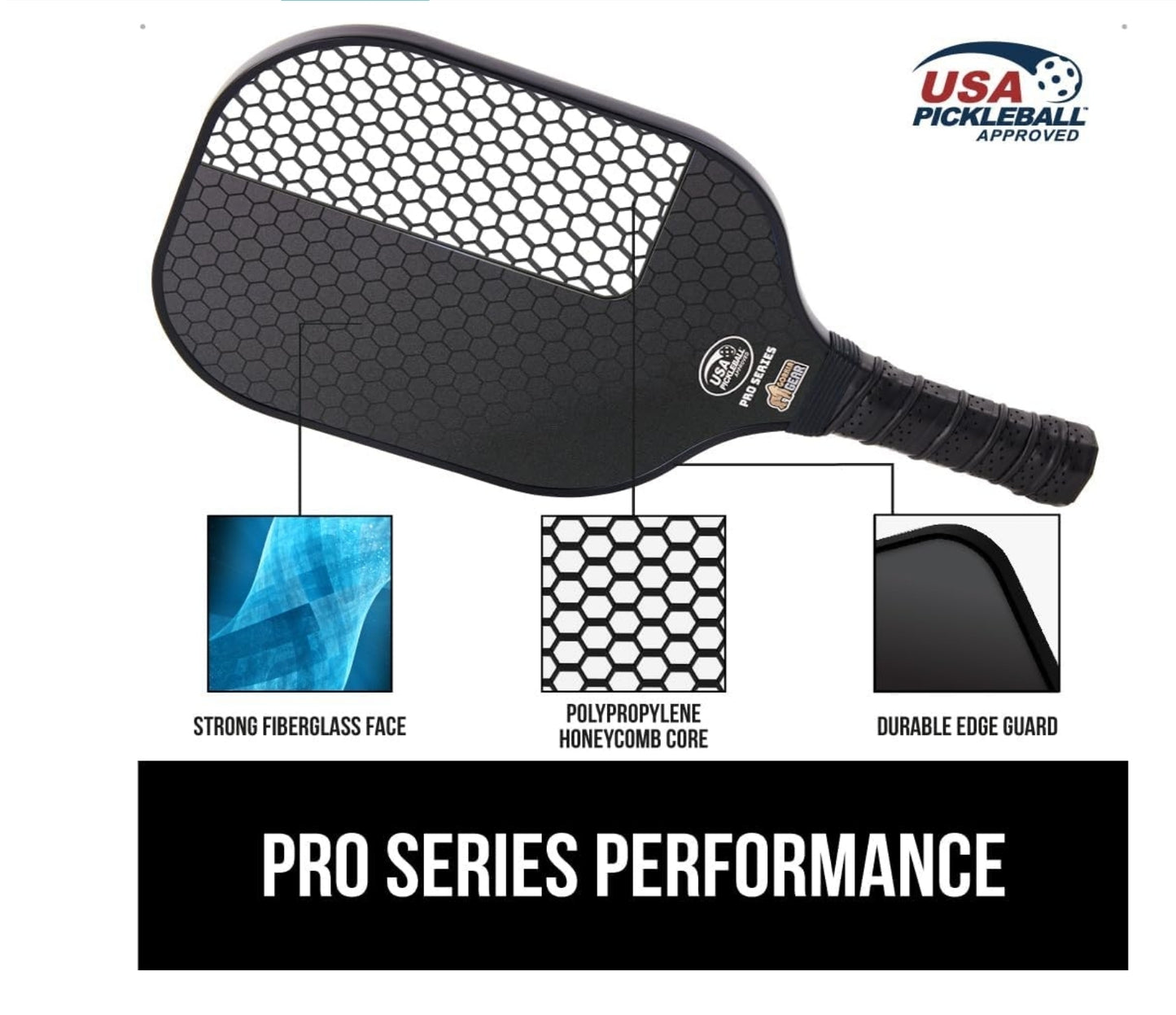 Gorilla Gear USAPA Approved Pickleball Set – 2 Fiberglass Paddles, 4 Balls & Carry Bag | Pro Series