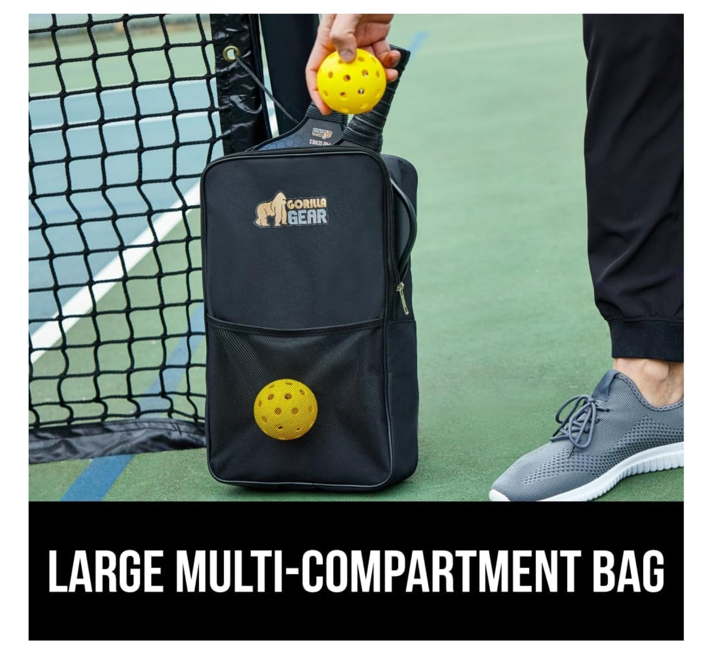 Gorilla Gear USAPA Approved Pickleball Set – 2 Fiberglass Paddles, 4 Balls & Carry Bag | Pro Series