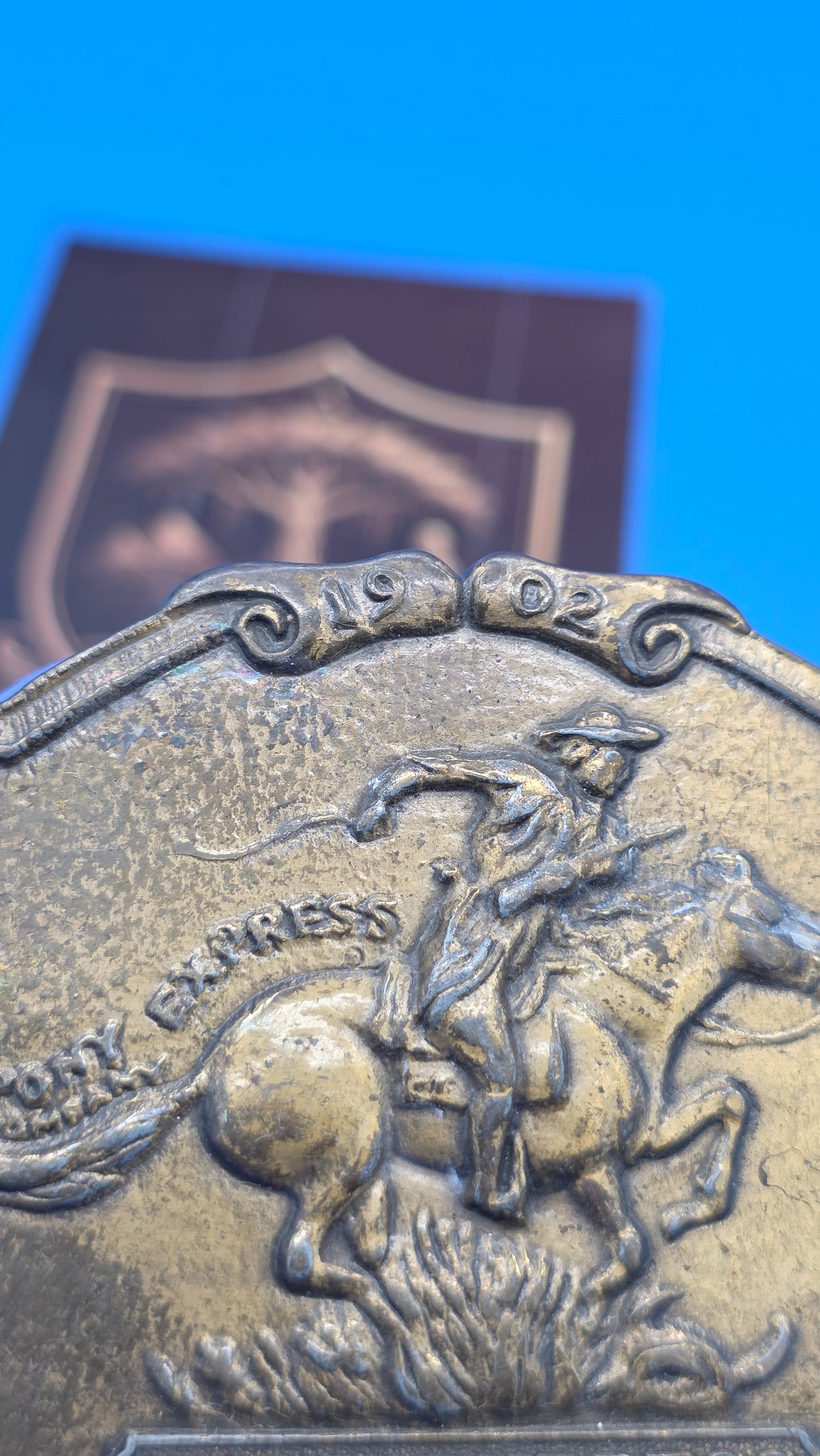 1902 Pony Express Brass Belt Buckle