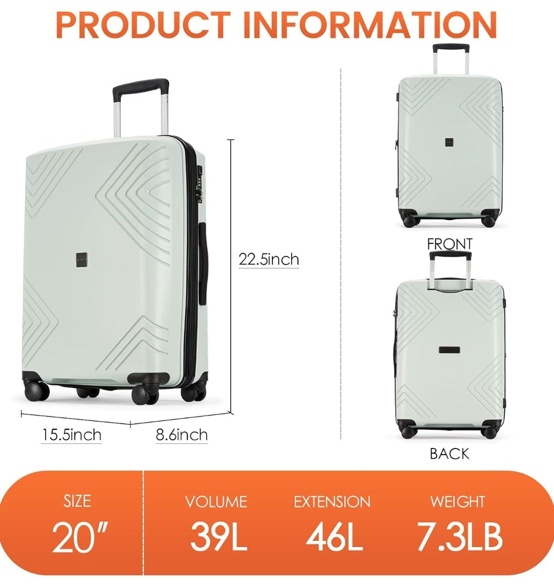 GinzaTravel Rune Series 28-Inch Expandable Spinner Luggage – White