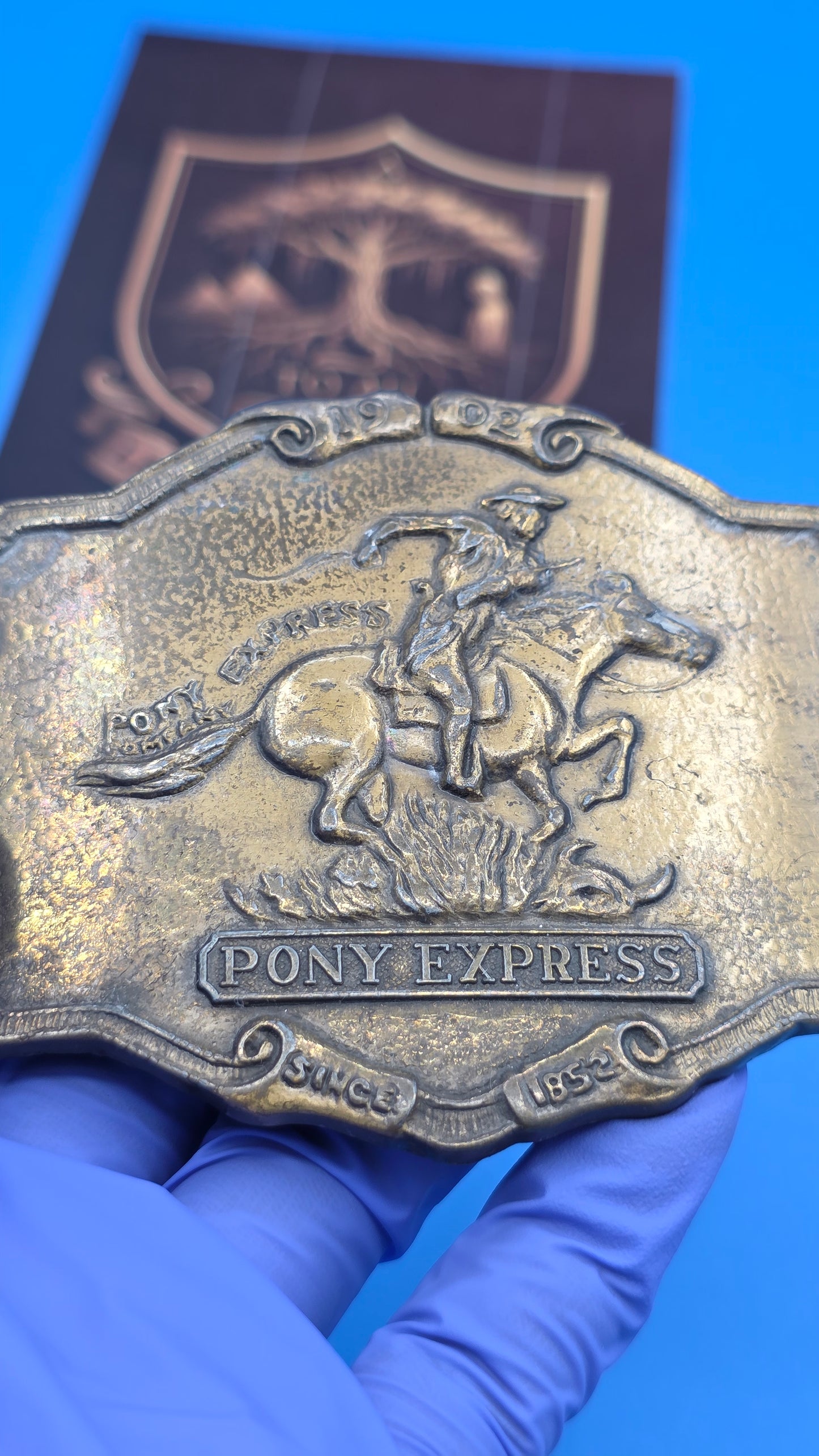 1902 Pony Express Brass Belt Buckle