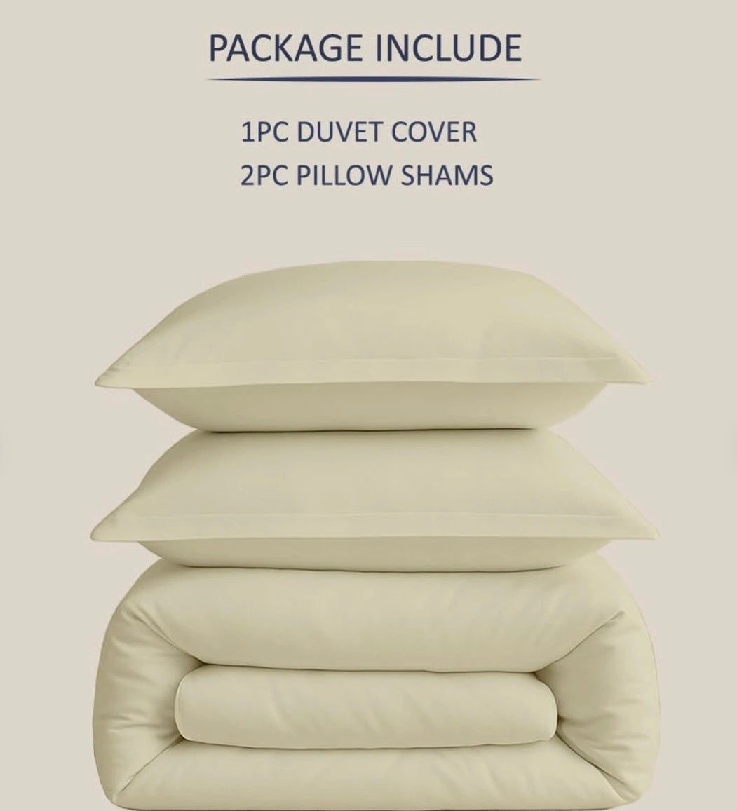 eBeddy Linens Ivory Solid Duvet Cover Set King XL 116x98 – 800 Thread Count 100% Egyptian Cotton Luxury Duvet Cover with Zipper Closure, Corner Ties, and 2 Pillow Shams