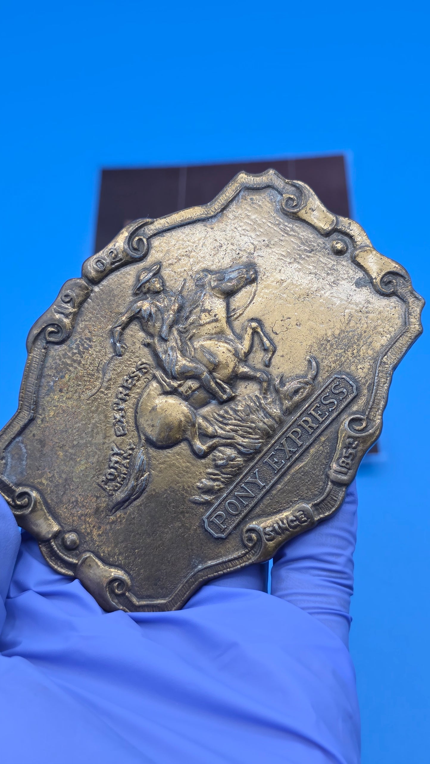 1902 Pony Express Brass Belt Buckle