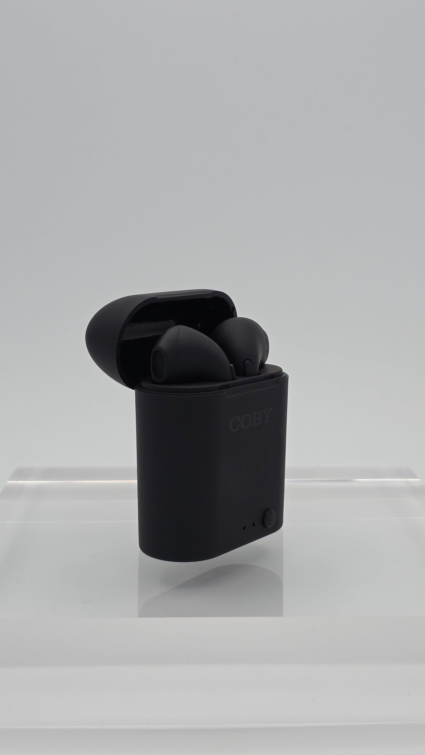 COBY Matte Black Wireless Earbuds – Bluetooth, Compact Charging Case (Model CETW511)