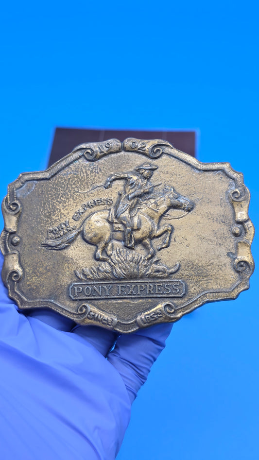 1902 Pony Express Brass Belt Buckle