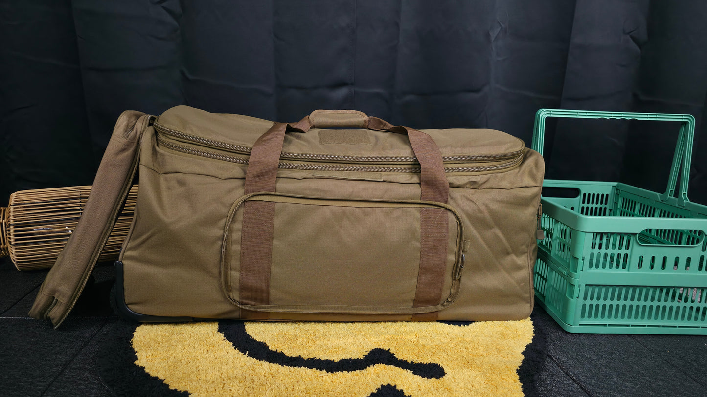Warriors Product Wheeled Deployment Style Bag - Heavy Duty Tactical Duffel (Coyote)