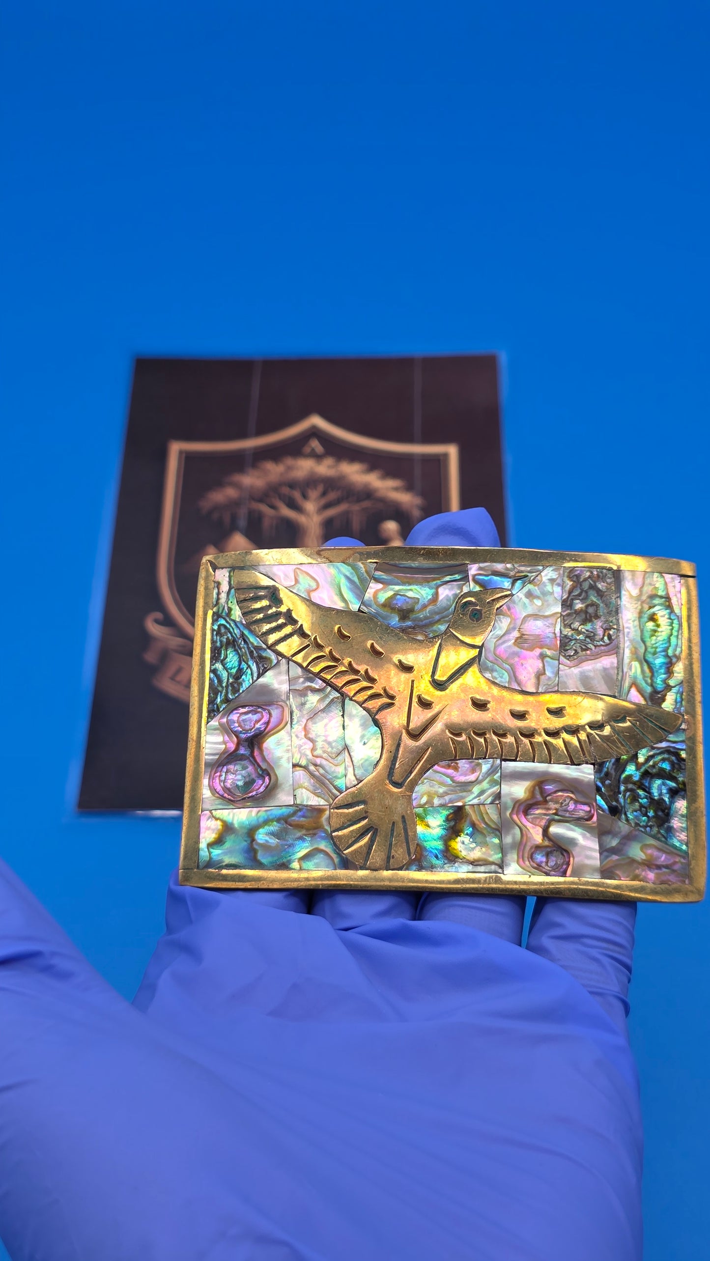 Mexican Thunderbird Abalone & Brass Inlay Belt Buckle
