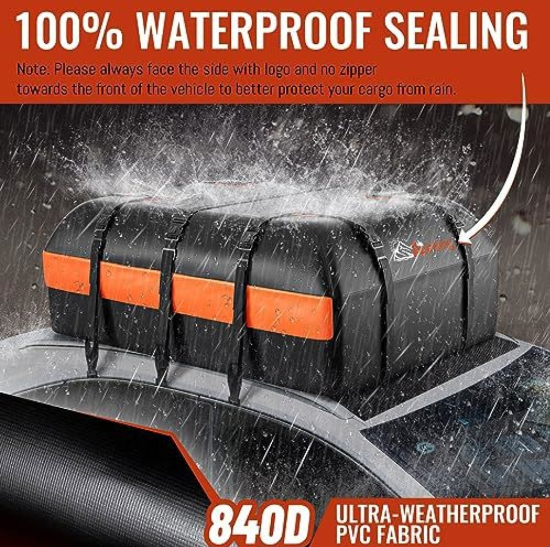 Asinking 21 Cu Ft Rooftop Cargo Bag | Waterproof Heavy-Duty 840D Car Roof Storage | Foldable Travel Luggage Carrier (Used – Bag Only)