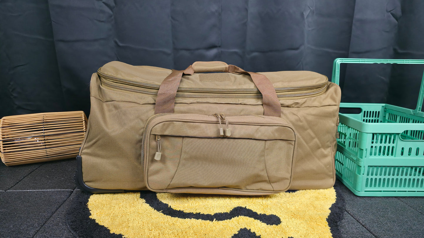 Warriors Product Wheeled Deployment Style Bag - Heavy Duty Tactical Duffel (Coyote)