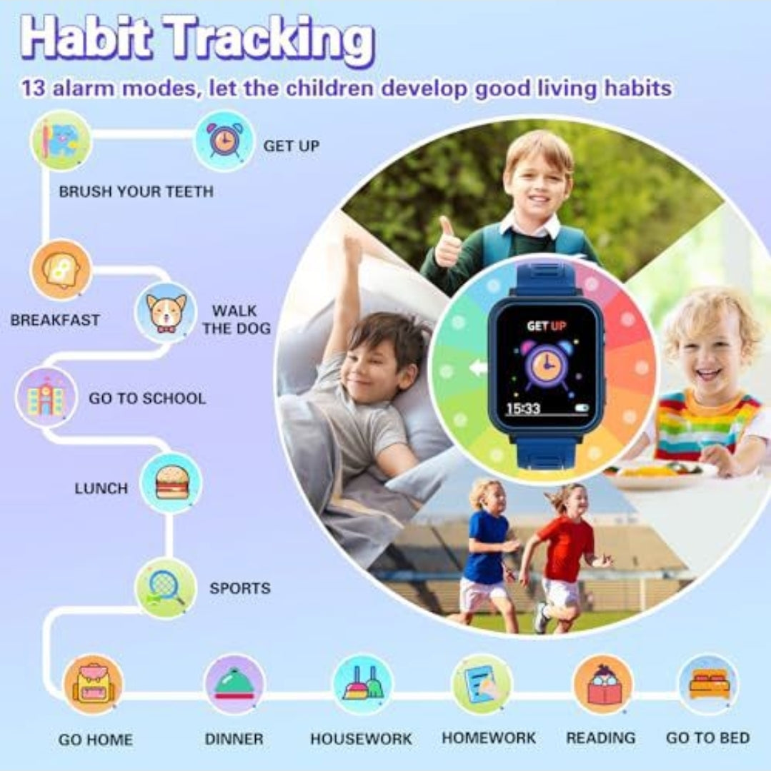 Kids Smart Watch with Camera, Games & Habit Tracker – Blue